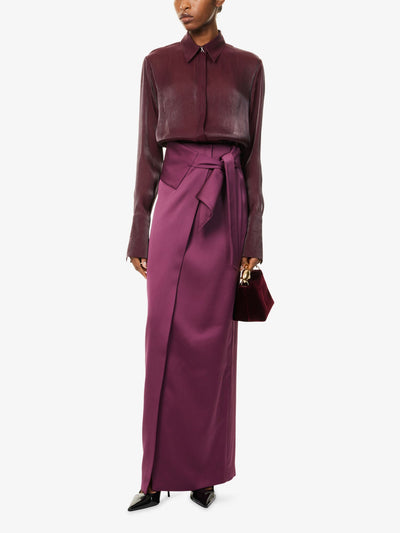 Merlot Knit Top Satin Skirt Set