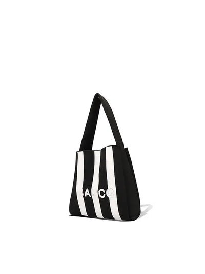 Colorblock Knit Tote Bag