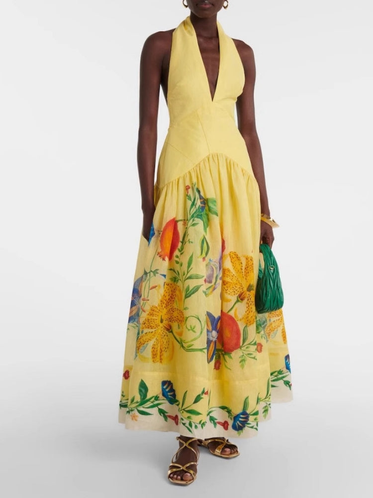 Floral Halter Maxi Dress