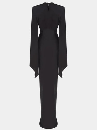 Gothic Style High Neck Dramatic Sleeves Maxi Dress