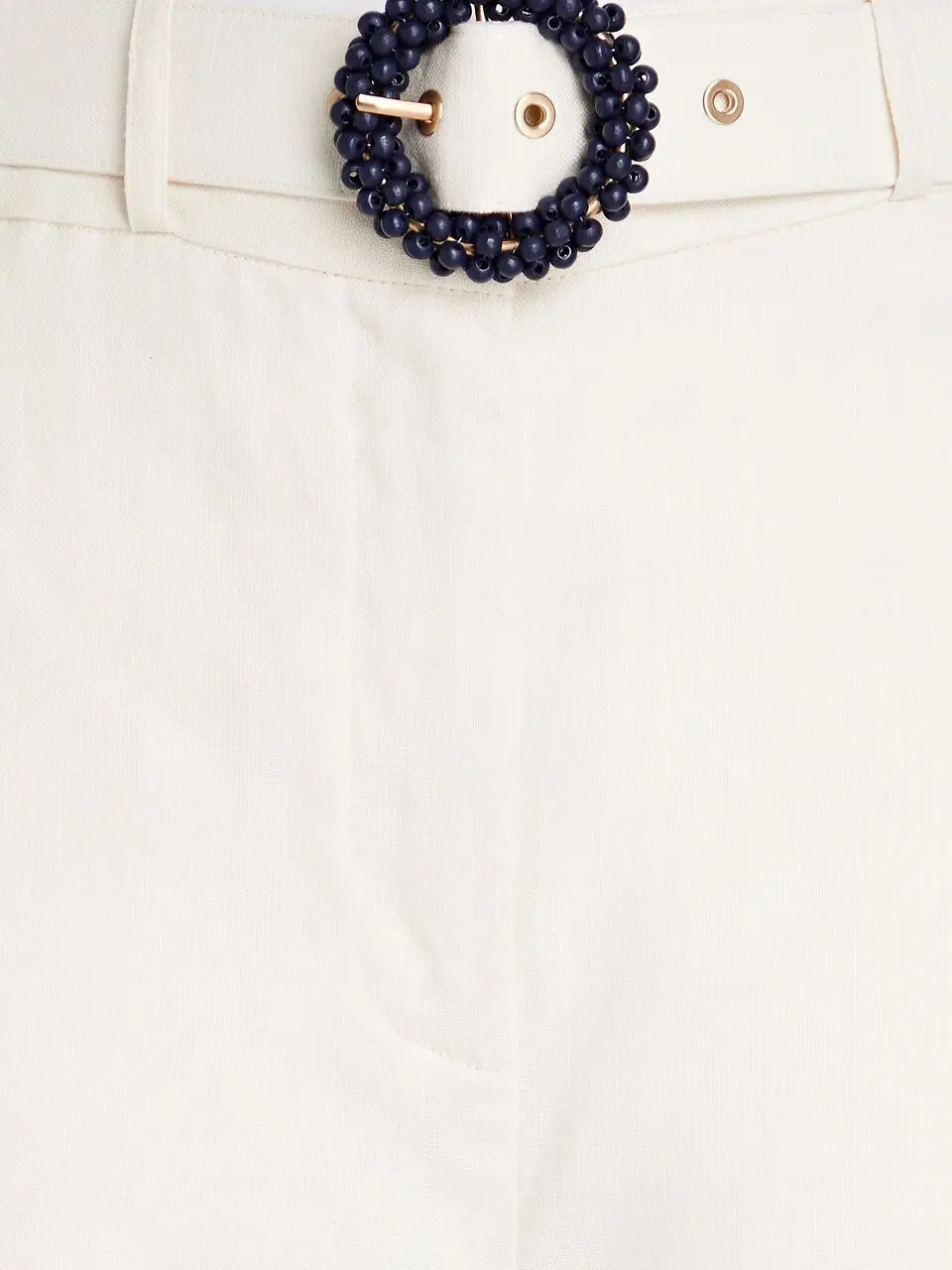 White Trousers With Lace Appliqués