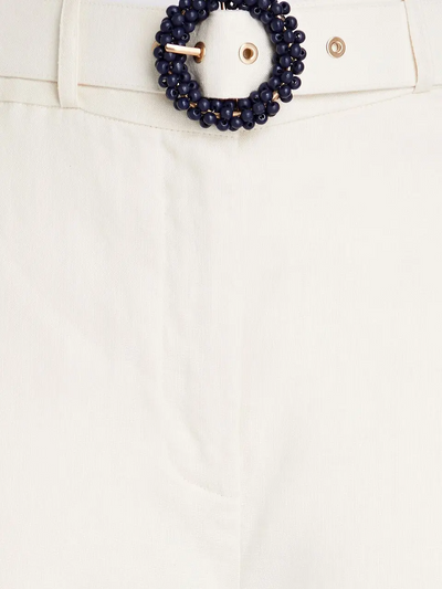 White Trousers With Lace Appliqués