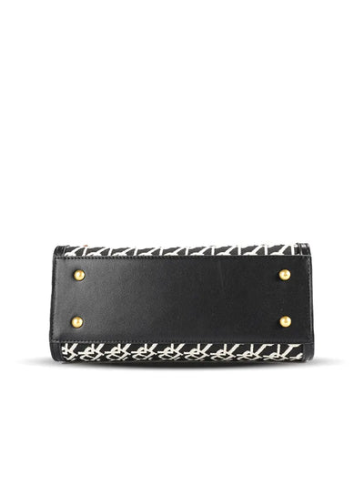 Branded Jacquard Stitch Kelly-Style Shoulder & Top Handle Bag