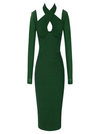 Vintage Backless Halter Evening Dress