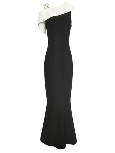 Sexy Colorblock Asymmetrical Bodycon Dress