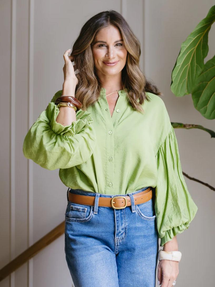 Balloon Sleeve Button Down Blouse