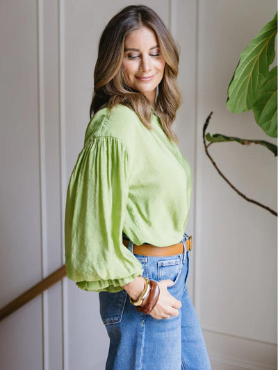 Balloon Sleeve Button Down Blouse