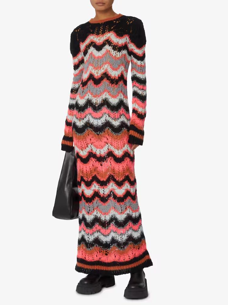 Multicolor Chevron Knit Maxi Dress