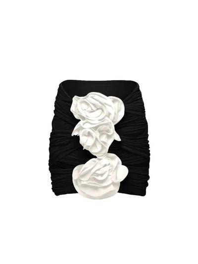 3D Floral Black Swimsuit Set
